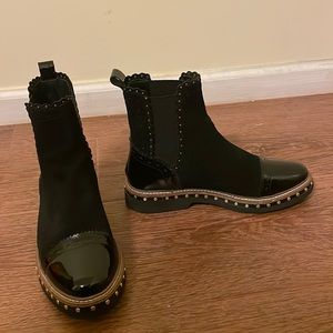 Free People Atlas Bootie- Black Suede; 37.5